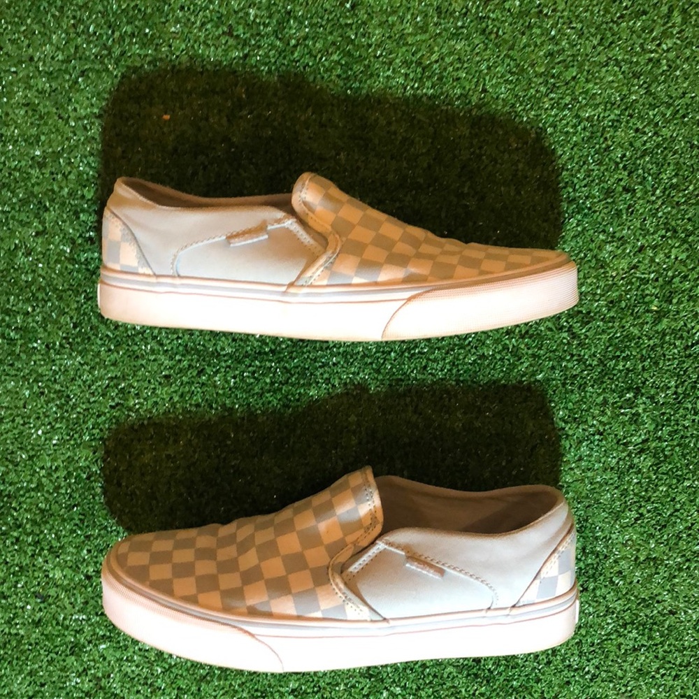Baby blue checkered vans